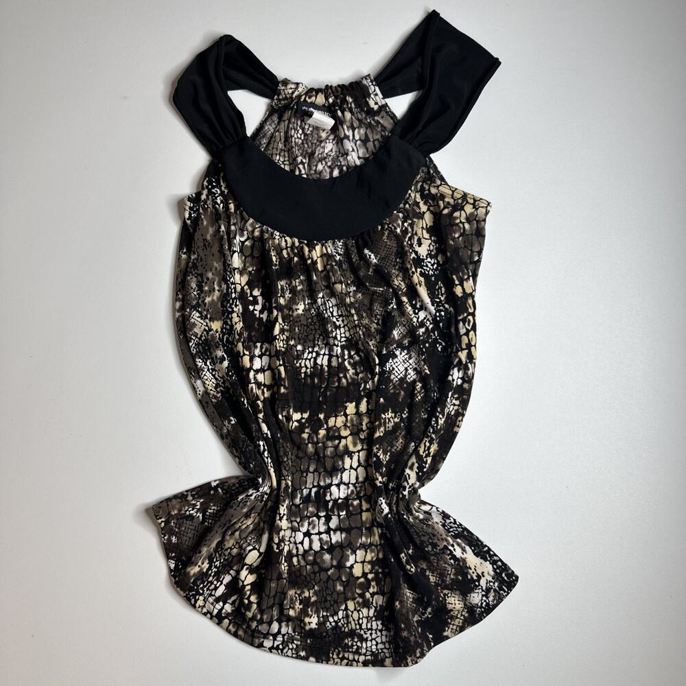 VTG Y2K PerSeption Concept Snakeskin Print Ruched Back Tank Top Size Small EUC - Picture 4 of 9